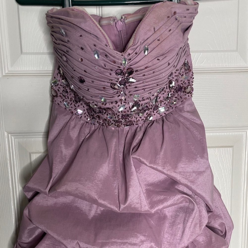 EUC! B. Darlin Junior Size 1/2 Mauve Jewel / Beaded Taffeta Dress Short Party